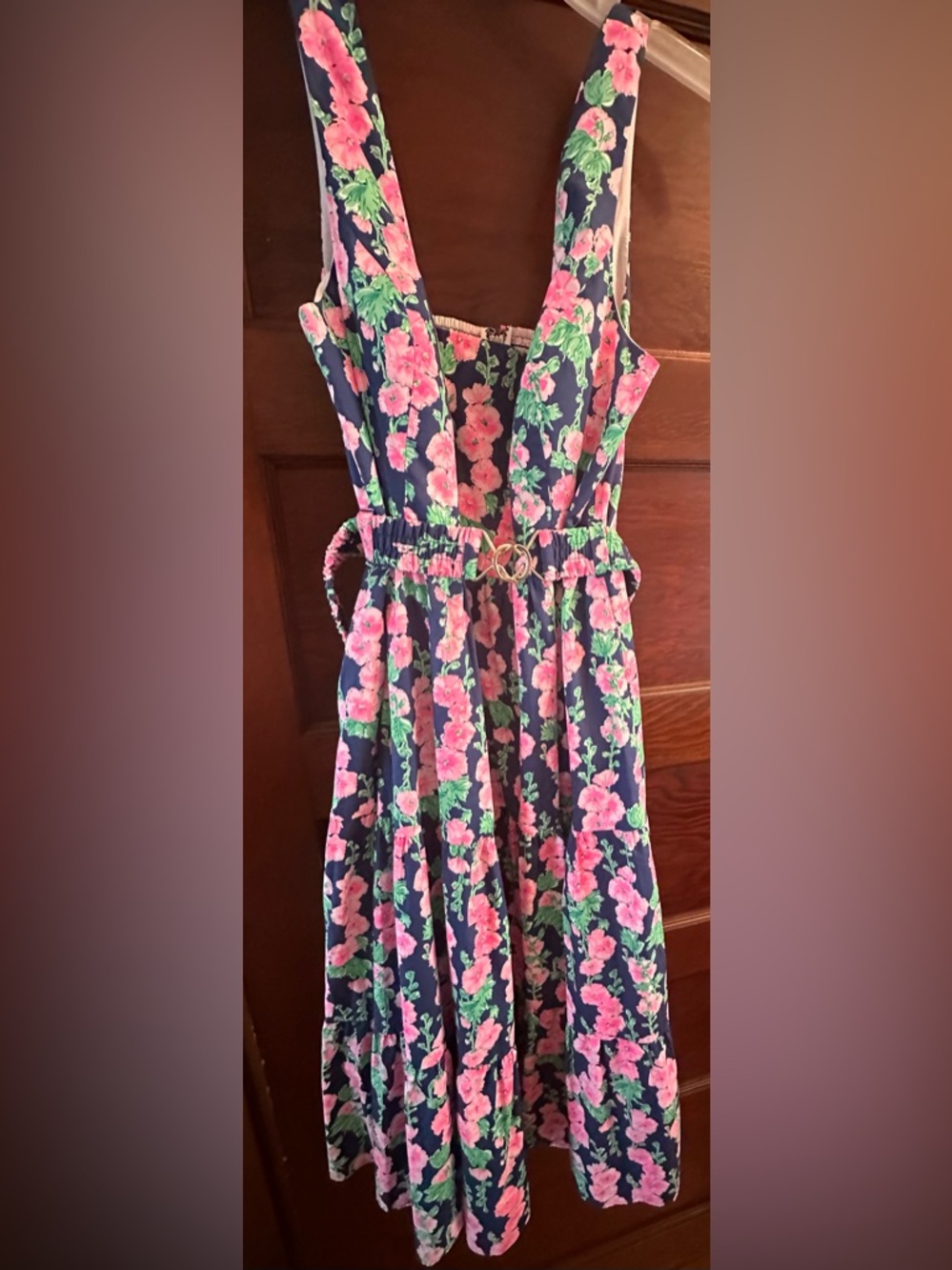 Lilly Pulitzer Navy Floral Pink Belted Sundress